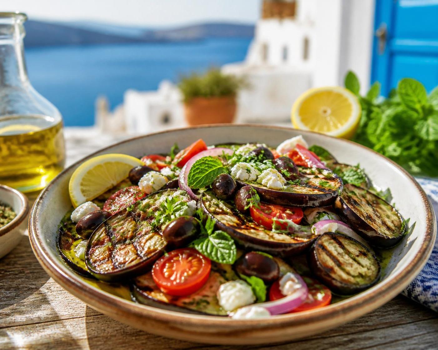 découvrez la salade d'aubergine grecque, une recette fraîche et savoureuse parfaite pour un été méditerranéen. l'alliée fraîcheur pour vos repas estivaux!