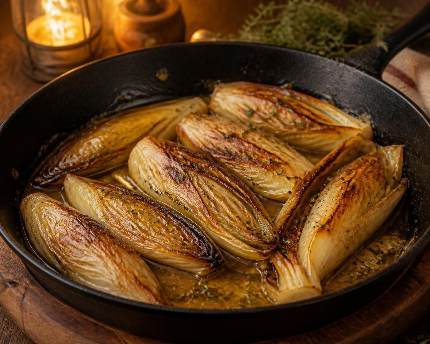 découvrez comment préparer des endives braisées à la poêle, une recette simple pour des légumes fondants et parfaitement dorés à chaque fois.