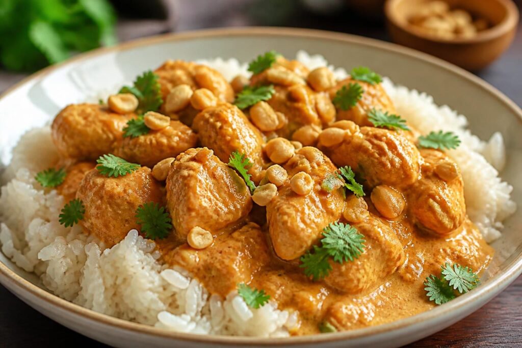 découvrez la recette savoureuse du poulet cacahuète au lait de coco, une alliance gourmande et exotique à tester sans tarder pour régaler vos papilles.