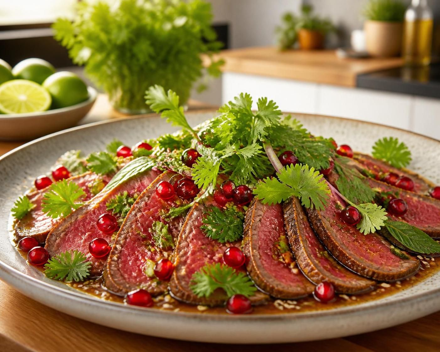 découvrez notre recette de tataki de bœuf thaï, un mariage parfait entre la fraîcheur des ingrédients et les saveurs épicées pour un plat exotique et raffiné.