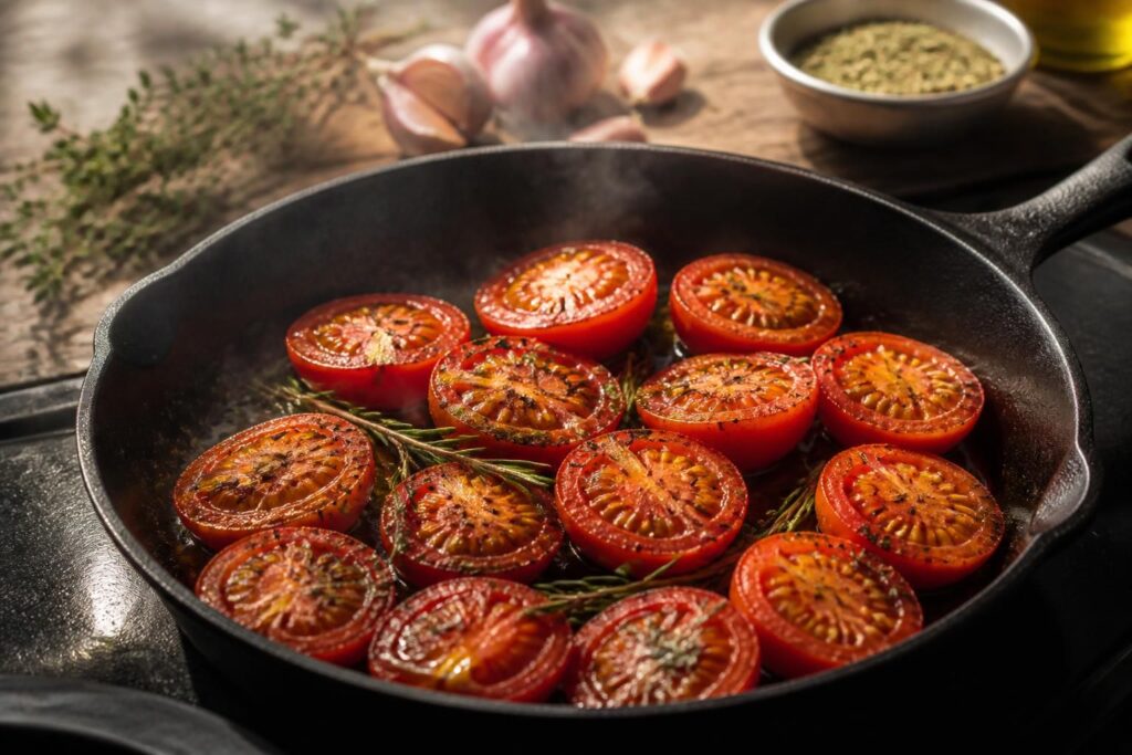 découvrez notre recette simple et rapide de tomates provençales à la poêle pour un goût intense en quelques minutes. parfait pour accompagner vos plats et ravir vos papilles.