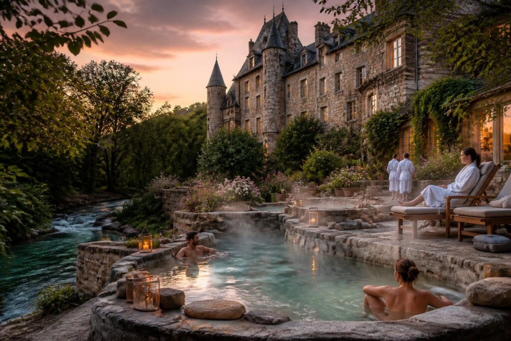 découvrez les bains du castel, un havre de bien-être niché au cœur de la nature française, offrant détente, soins revitalisants et ambiance apaisante pour une expérience unique.