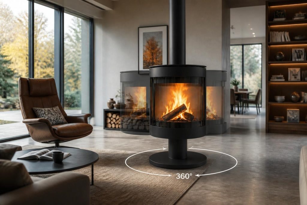 Poêle à bois pivotant 360° : avantages, marques et tarifs
