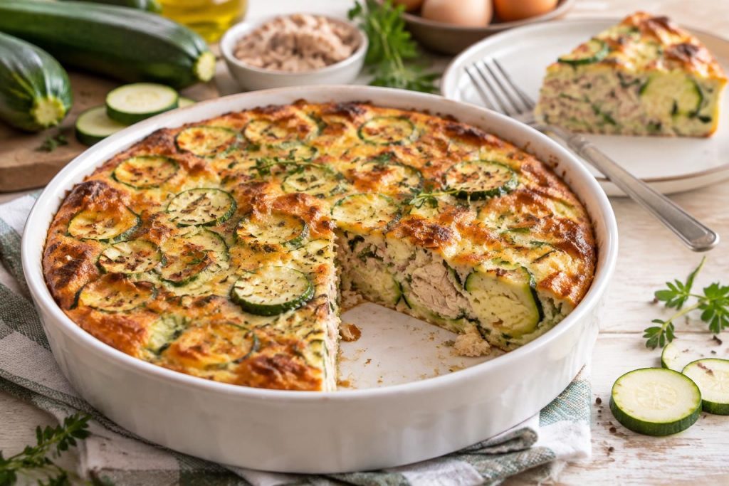 découvrez une quiche légère sans pâte aux courgettes et au thon, facile à préparer et pleine de saveurs. une recette idéale pour un repas équilibré.